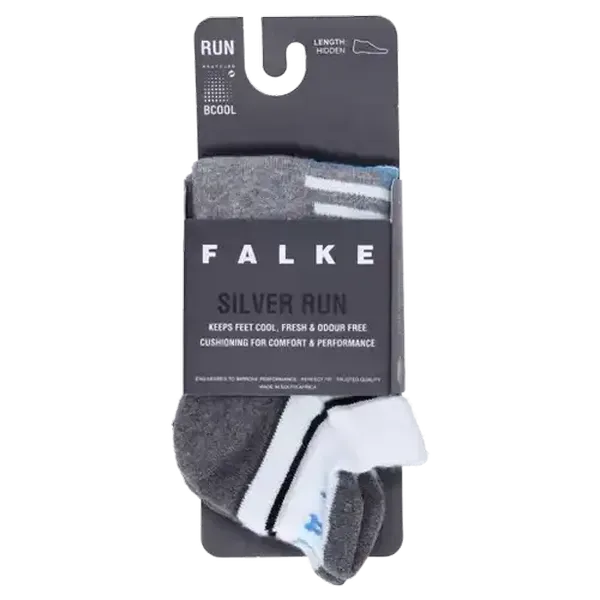 FALKE White/Midgrey Silver Cushion Runner Hidden Socks Size 4-6