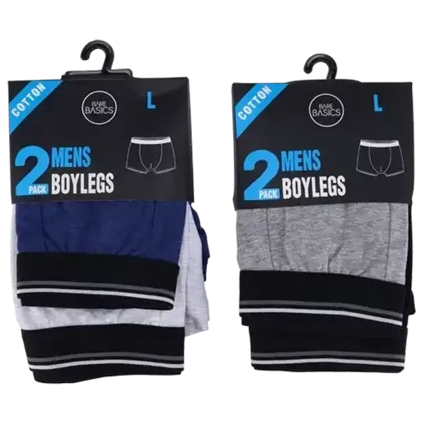 Bare Basics Large Men's Boylegs Underwear 2-Pack (Colour May Vary)