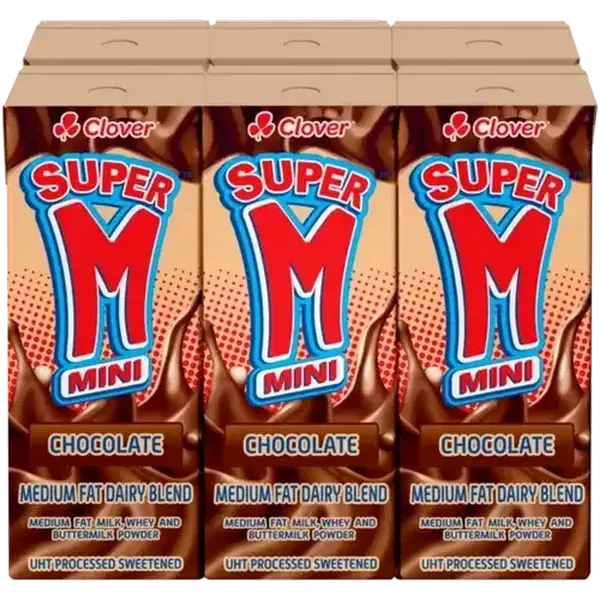 Clover Super M Chocolate Mini Medium Fat Dairy Blend 6 x 200ml
