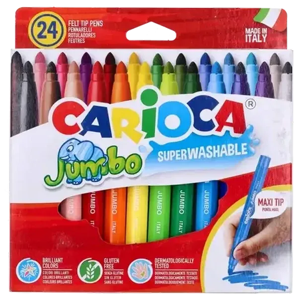 Carioca Jumbo Joy Fibre Tip Markers 24-Pack