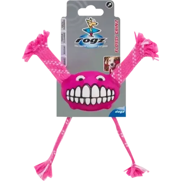 Rogz Flossy Grinz Small Pink Dental Dog Toy