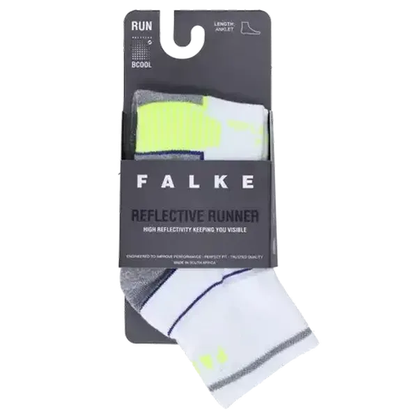 FALKE White Reflective Anklet Socks Size 10-12