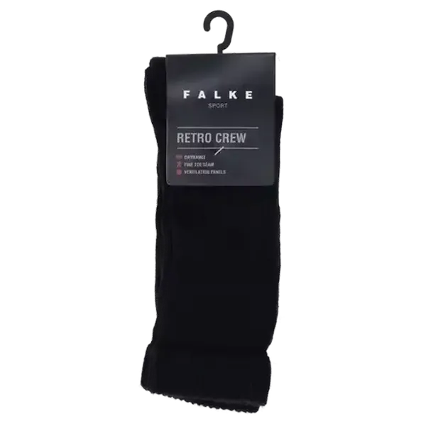 FALKE Black Retro Crew Socks Size 8-12