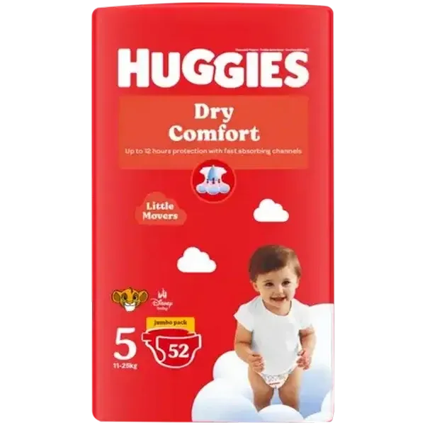 Huggies Dry Comfort Size 5 Disposable Nappies 52 Pack