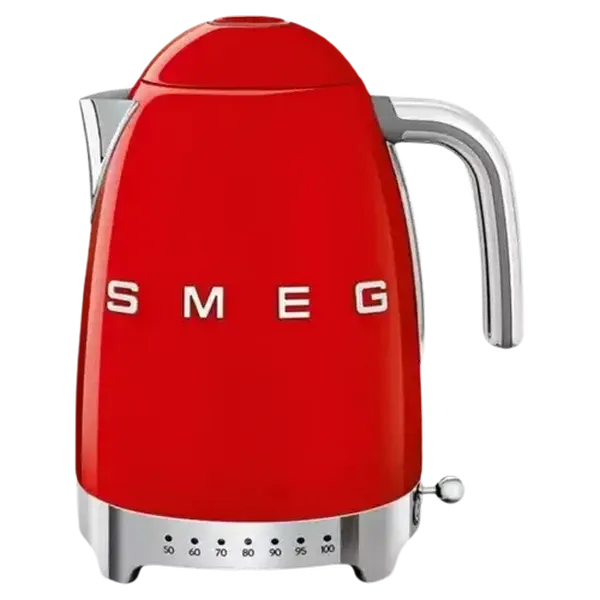 Smeg Glossy Red Retro Variable Temperature Cordless Kettle 1.7L