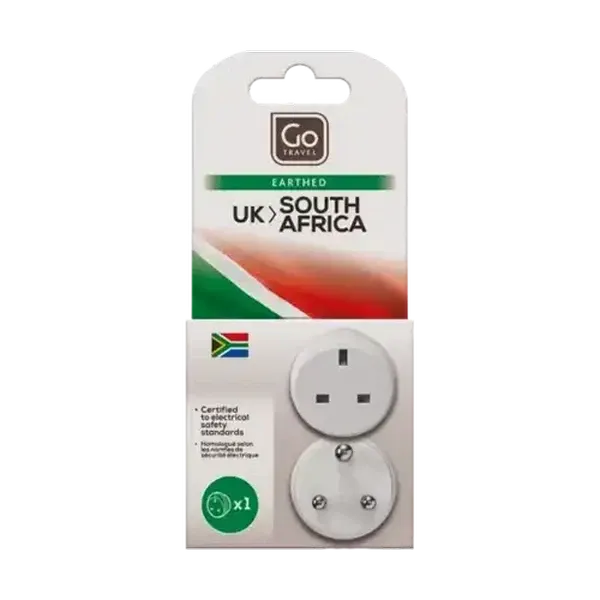 Go Travel Earthed UK to South Africa Travel Adaptor