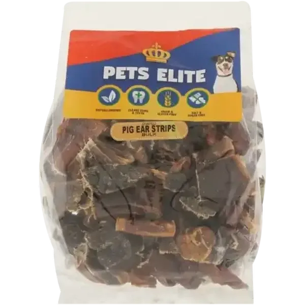Pets Elite Pig Ear Strips Dog Treat 500g