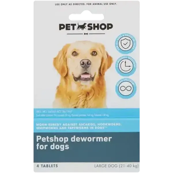 Petshop Large Dewormer Tablets for Large Dogs 4 Pack