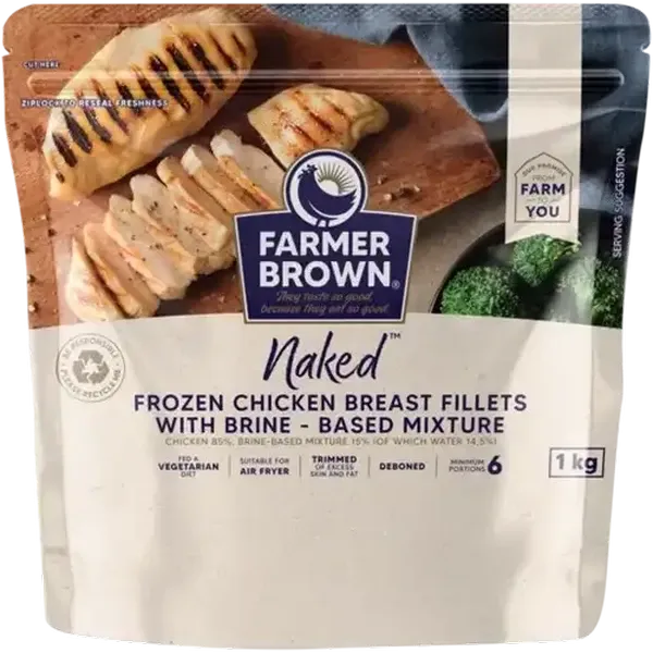 Farmer Brown Naked Frozen Chicken Breast Fillets with Brine-Based Mixture 1kg