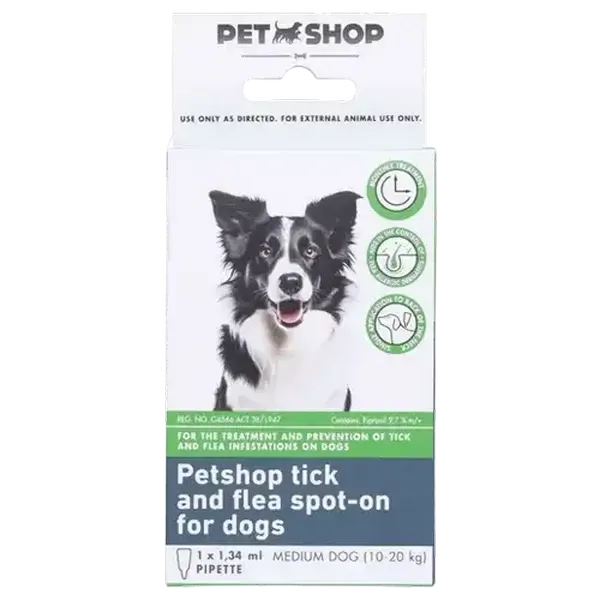 Petshop Tick & Flee Medium Dog Spot-On 1.34ml