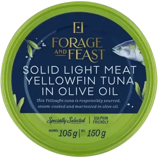 Forage And Feast Solid Light Meat Yellowfin Tuna in Olive Oil 150g