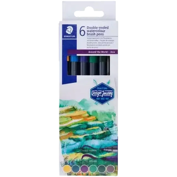 Staedtler Asia Double-Ended Water Colour Brush Pens 6-Pack