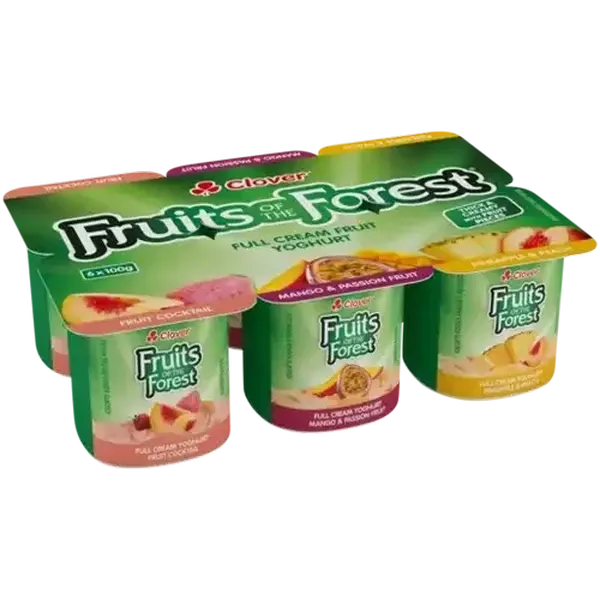 Clover Fruits of the Forest Assorted Full Cream Yoghurt 6 x 100g