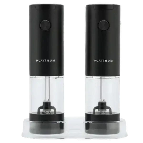 Platinum Battery Operated Salt & Pepper Grinder Set