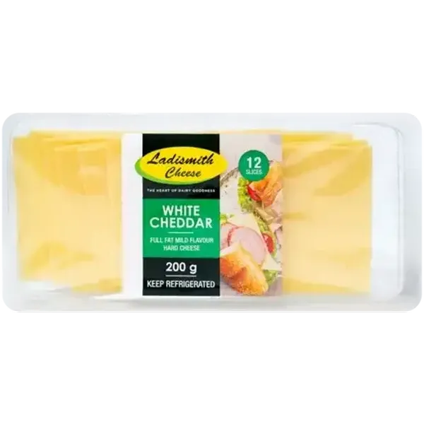 Ladismith Full Fat White Cheddar Cheese Slices 12 Pack
