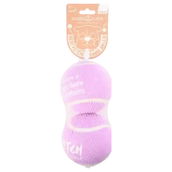 Dog's Life Lilac Tennis Ball Dog Toy Large 2-Pack