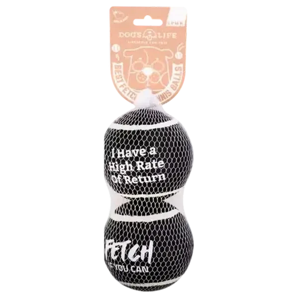 Dog's Life Black Tennis Ball Dog Toy Large 2-Pack