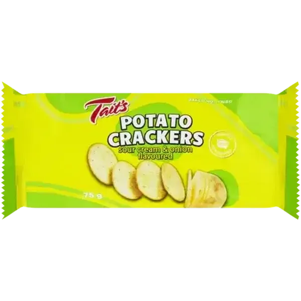 Tait's Sour Cream & Onion Flavoured Potato Crackers 75g