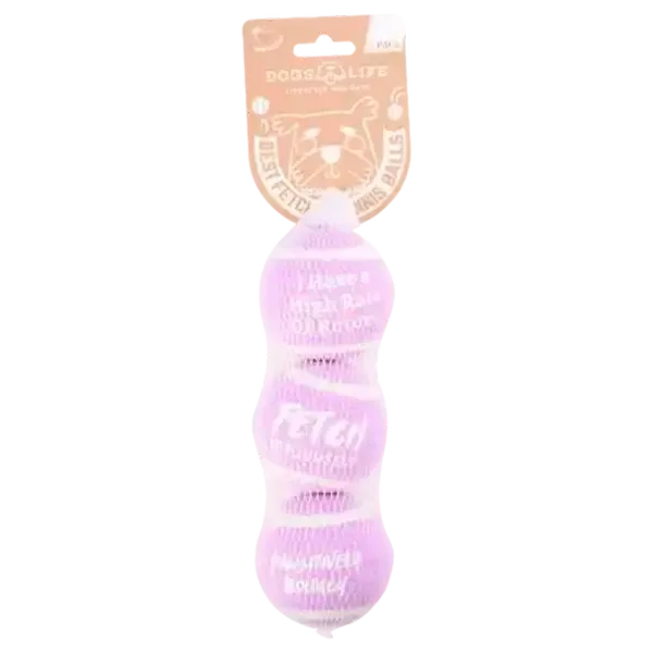 Dog's Life Lilac Tennis Ball Dog Toy Medium 3-Pack