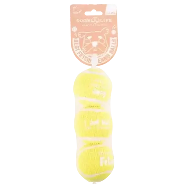 Dog's Life Yellow Tennis Ball Dog Toy Medium 3-Pack