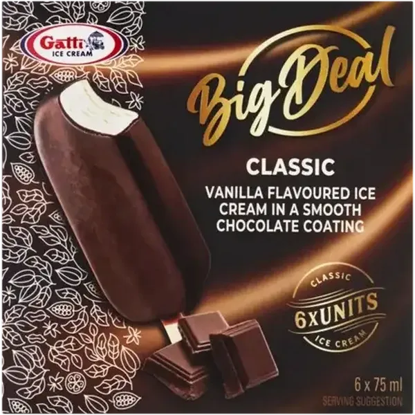 Gatti Ice Cream Big Deal Classic Ice Cream 6 x 75ml