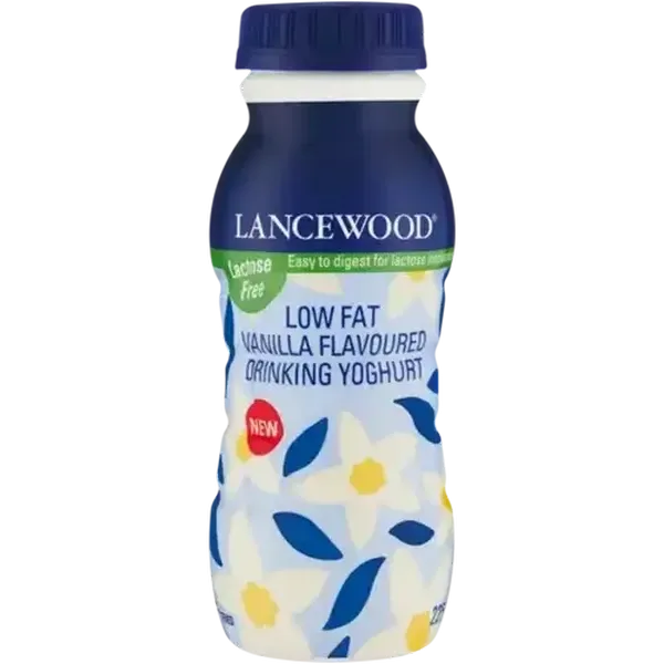 LANCEWOOD Vanilla Flavoured Lactose-Free Low Fat Drinking Yoghurt 225g