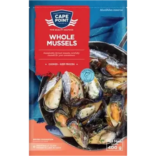 Cape Point Frozen Whole Mussels 400g