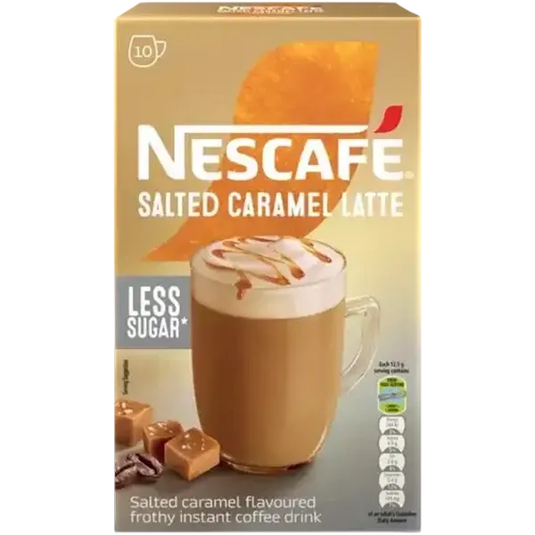 NESCAFÉ Salted Caramel Flavoured Less Sugar Instant Latte 10 x 12.5g