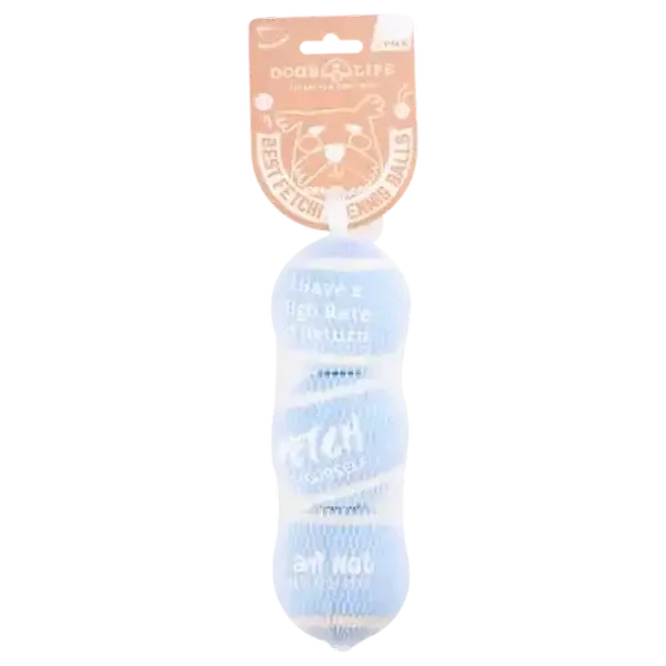 Dog's Life Baby Blue Tennis Ball Dog Toy Medium 3-Pack