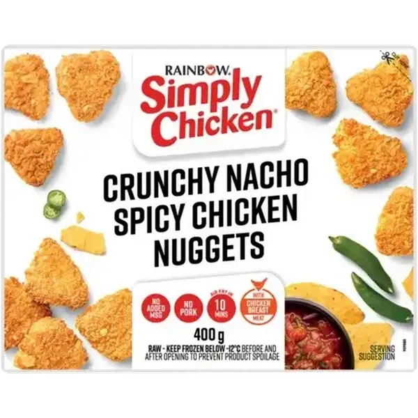 RAINBOW Simply Chicken Frozen Crunchy Nacho Spicy Chicken Nuggets 400g
