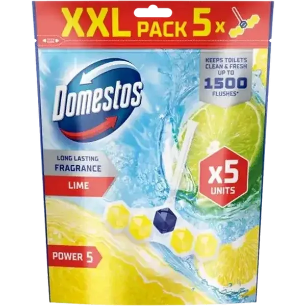 Domestos Power 5 Lime Toilet Rim Block 5-Pack