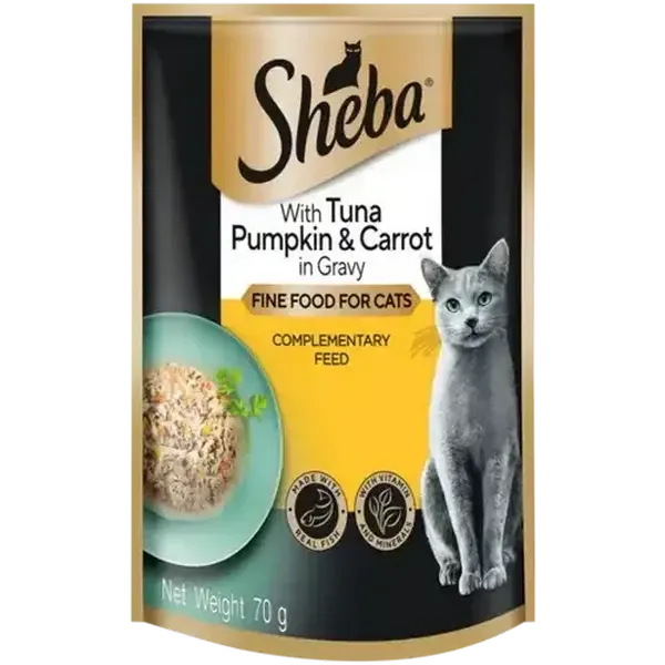 Sheba Tuna, Pumpkin & Carrot Wet Cat Food in Gravy 70g