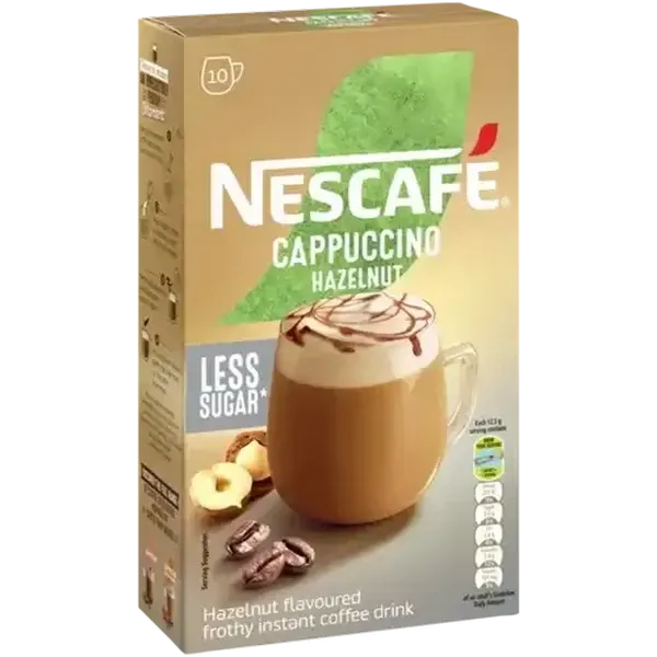 NESCAFÉ Hazelnut Flavoured Less Sugar Instant Cappuccino 10 x 12.5g