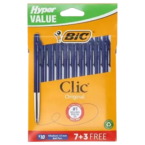 BIC Hyper Value Clic Blue Ballpoint Pen 10-Pack