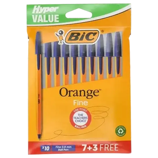 BIC Hyper Value Orange Blue Ballpoint Pen 10-Pack