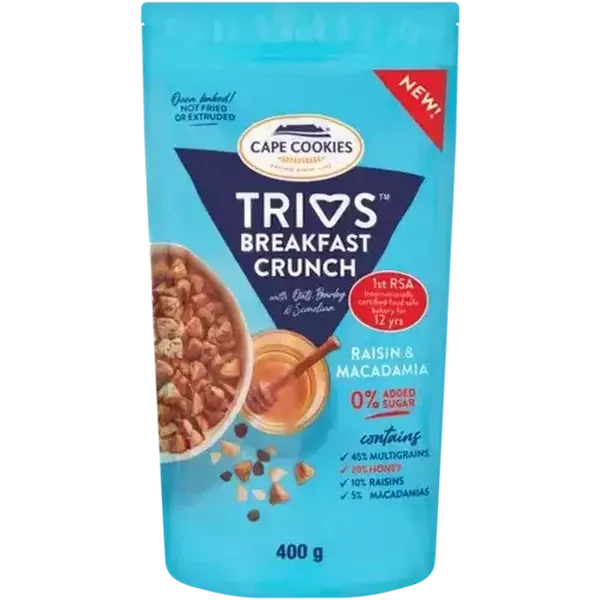 Cape Cookies Trios Raisin & Macadamia Breakfast Crunch 400g