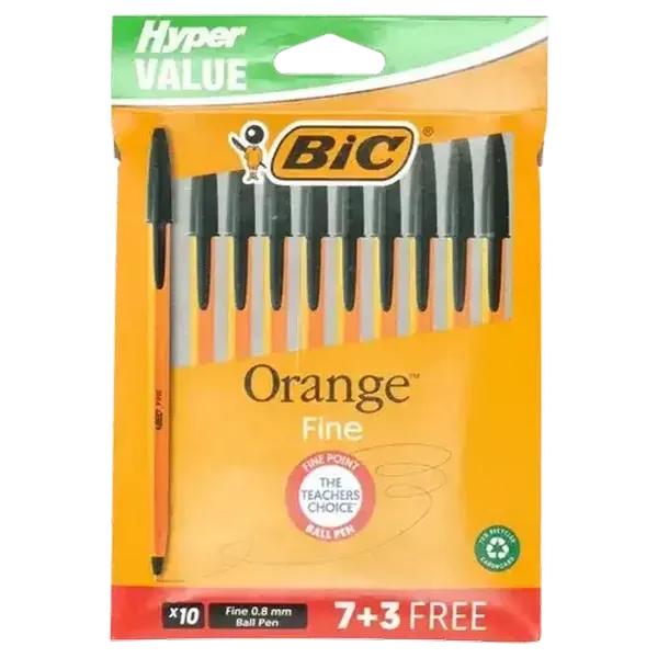 BIC Hyper Value Orange Black Ballpoint Pen 10-Pack