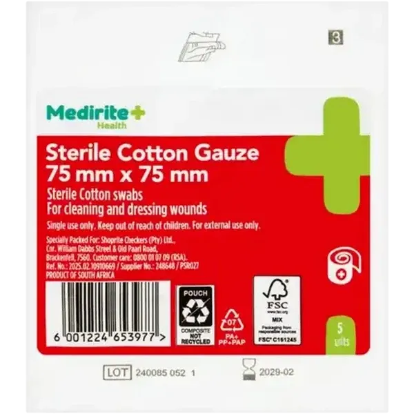 Medirite Sterile Cotton Gauze 5 Pack