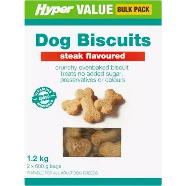 Hyper Value Steak Flavoured Dog Biscuits 2 x 600g