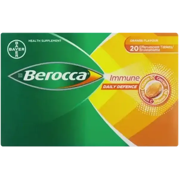 Berocca Orange Flavour Immune Daily Defence Effervescent Tablets 20 Pack