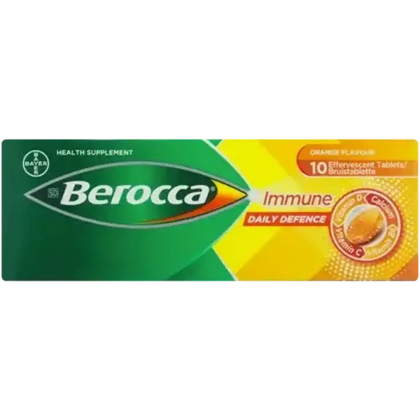 Berocca Orange Flavour Immune Daily Defence Effervescent Tablets 10 Pack