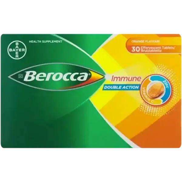 Berocca Orange Flavour Immune Double Action Effervescent Tablets 30 Pack