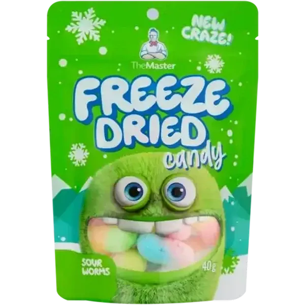 The Master Freeze Dried Candy Sour Worms 40g