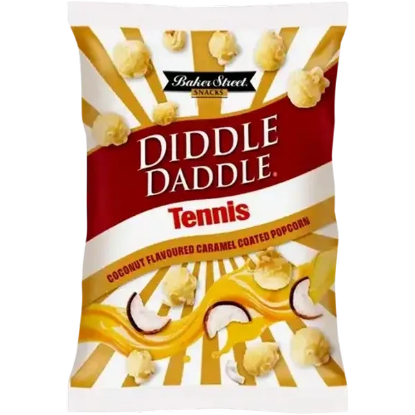 Baker Street Snacks Diddle Daddle Coconut Flavoured Tennis Caramel Coated Popcorn 150g