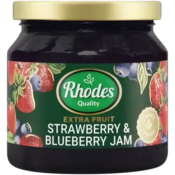 Rhodes Quality Extra Fruit Strawberry & Blueberry Jam 340g