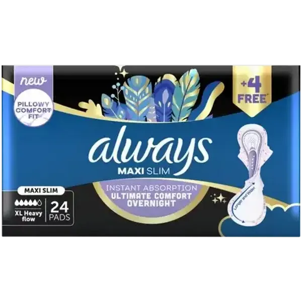 Always XL Heavy Flow Maxi Slim Sanitary Pads 24 Pack