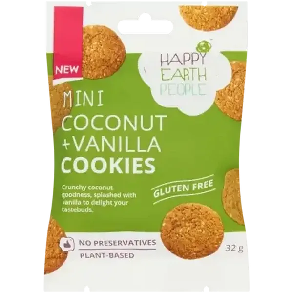 Happy Earth People Gluten Free Mini Coconut & Vanilla Cookies 32g