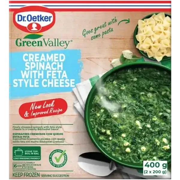 Dr. Oetker Green Valley Frozen Creamed Spinach with Feta Style Cheese 2 x 200g