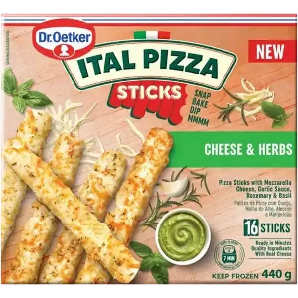 Dr. Oetker Ital Pizza Frozen Cheese & Herbs Pizza Sticks 16 Pack
