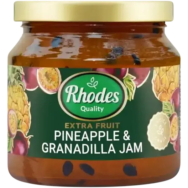 Rhodes Quality Extra Fruit Pineapple & Granadilla Jam 340g